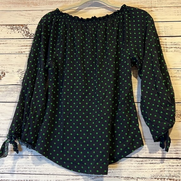 Lauren Ralph Lauren Navy with Green Polka Dot Top‎ Size S - Picture 2 of 5